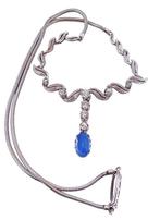 Halsketting - 18 karaat Witgoud Saffier - Diamant, Nieuw