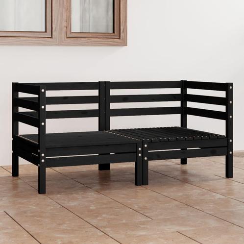 vidaXL Tuinbank 2-zits massief grenenhout zwart, Tuin en Terras, Tuinsets en Loungesets, Nieuw, Verzenden