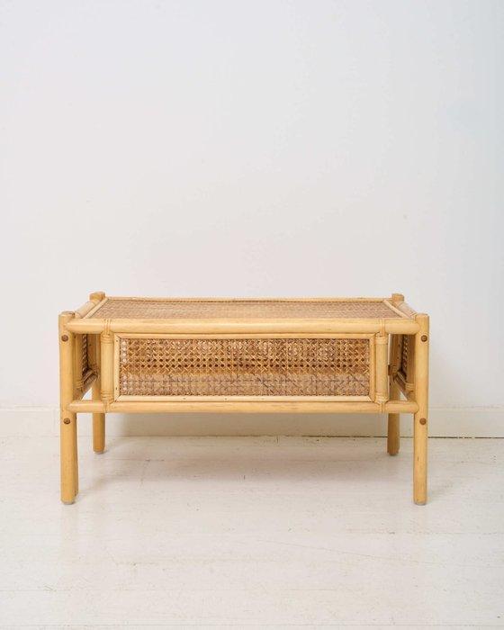 Table basse - Bois, Rotin - Table basse - bois, rotin, Antiquités & Art, Curiosités & Brocante