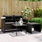 vidaXL 3-delige Loungeset met kussens poly rattan zwart, Verzenden, Nieuw