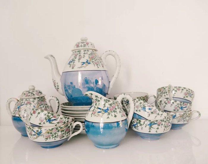 Koffieservies - oiseaux - Porselein - 10 personen, Antiek en Kunst, Antiek | Meubels | Tafels