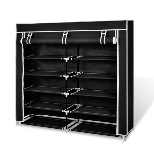 vidaXL Schoenenkast met hoes 115x28x110 stof zwart, Huis en Inrichting, Kasten | Schoenenkasten, Nieuw, Verzenden