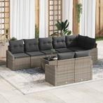 vidaXL Tuinbank Set 9 pcs Grijs Poly rattan, Verzenden, Nieuw