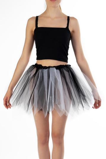 KIMU® Tutu Zwart Wit Tule Rokje M L 164 170 176 Zwarte Petti, Ophalen of Verzenden, Nieuw