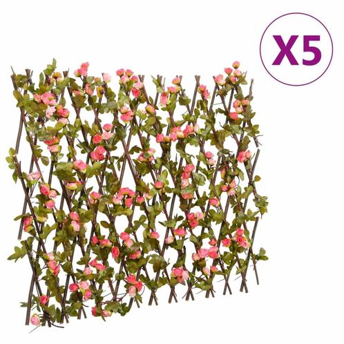 vidaXL Kunstplant klimop latwerk 5 st uittrekbaar 180x60 cm, Tuin en Terras, Tuinhekken en Hekwerk, Nieuw, Verzenden
