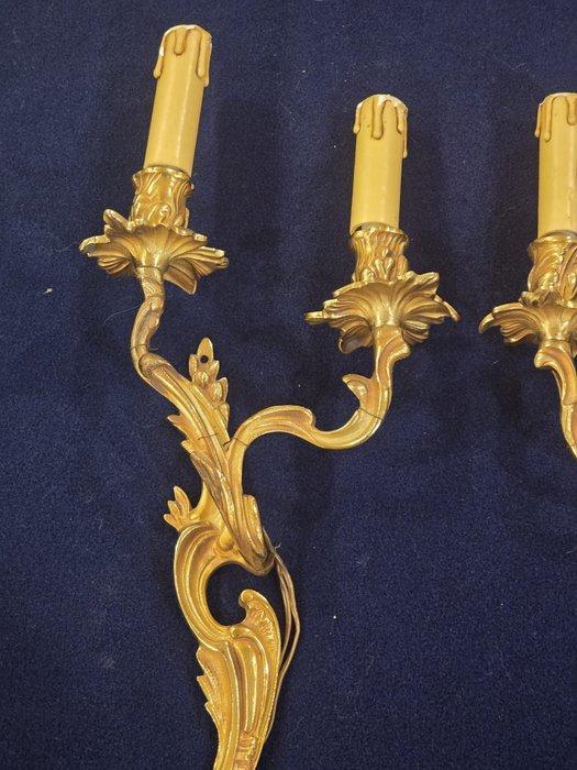 Wandkandelaar (2) - Verguld brons - Gouden bronzen appliques, Antiek en Kunst, Antiek | Meubels | Stoelen en Sofa's