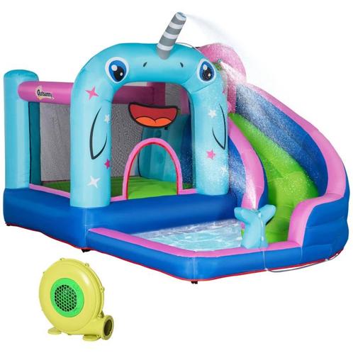 TRUUSK Opblaasbaar Springkasteel Met Glijbaan, Springkussen,, Kinderen en Baby's, Speelgoed | Buiten | Los speelgoed, Verzenden