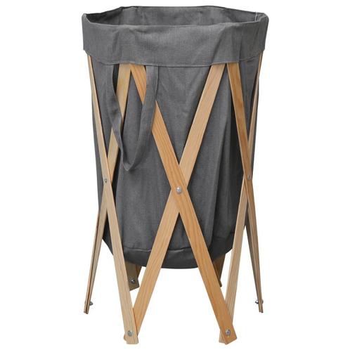 vidaXL Wasmand inklapbaar hout en stof grijs, Huis en Inrichting, Woonaccessoires | Overige, Nieuw, Verzenden