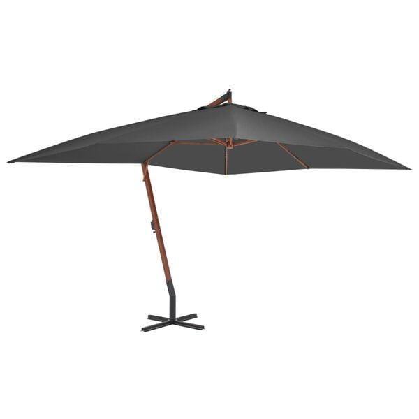 Antraciet Zweefparasol 400x300cm | Retour Deal | Zomerwee..., Tuin en Terras, Parasols, 3 tot 4 meter, Nieuw, Zweefparasol, Verzenden