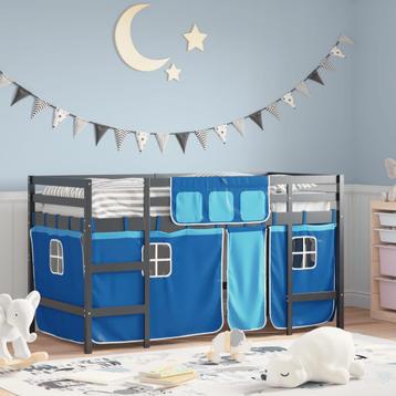 vidaXL Kinderhoogslaper met gordijnen 90x200 cm grenenhout, Huis en Inrichting, Verzenden, Nieuw