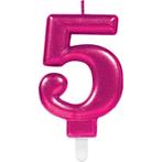 Kaars 5 Jaar Roze 8cm, Verzenden, Nieuw