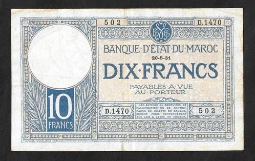 Marokko. - 10 Francs 1931 - Pick 17a  (Zonder Minimumprijs), Postzegels en Munten, Munten | Nederland