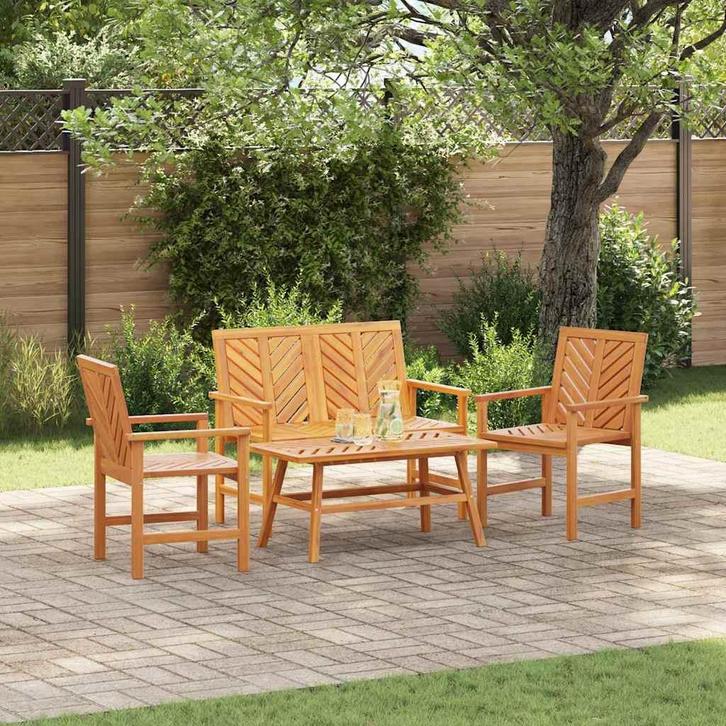 vidaXL Tuin loungeset 4 pcs Bruin Massief Acacia Hout, Tuin en Terras, Tuinsets en Loungesets, Loungeset, Nieuw, Verzenden