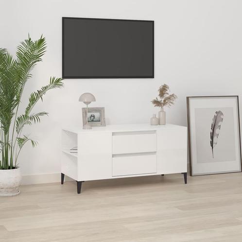 vidaXL Meuble TV Blanc brillant 102x44,5x50 cm Bois, Huis en Inrichting, Kasten |Televisiemeubels, Verzenden