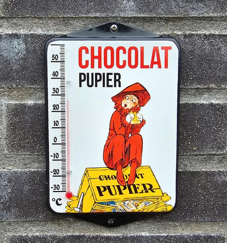 Chocolat Pupier emaille thermometer, Verzamelen, Merken en Reclamevoorwerpen, Verzenden