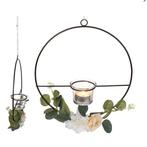 Metalen ring met vaasje/ waxinehouder incl decoratie, kan er, Hobby en Vrije tijd, Nieuw