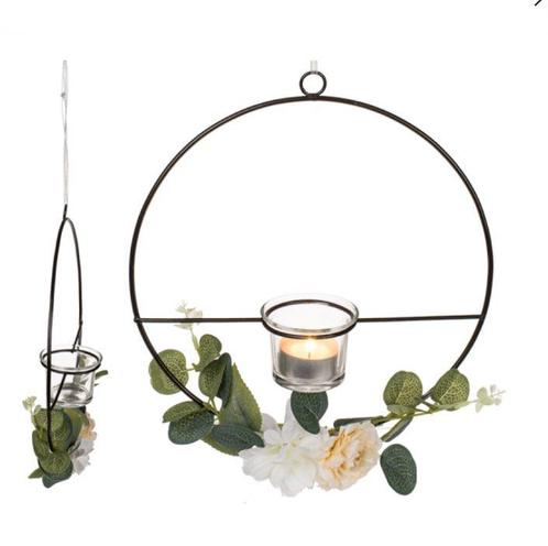 Metalen ring met vaasje/ waxinehouder incl decoratie, kan er, Hobby en Vrije tijd, Knutselen, Nieuw