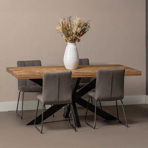 Mangohouten Eettafel Rechthoek Donald 220x100 cm (6cm), Huis en Inrichting, Tafels | Eettafels, 100 tot 150 cm, 200 cm of meer