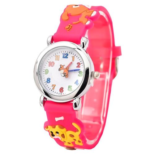 Fako® - Kinderhorloge - 3D - Puppies - Fuchsia, Handtassen en Accessoires, Horloges | Kinderen, Verzenden