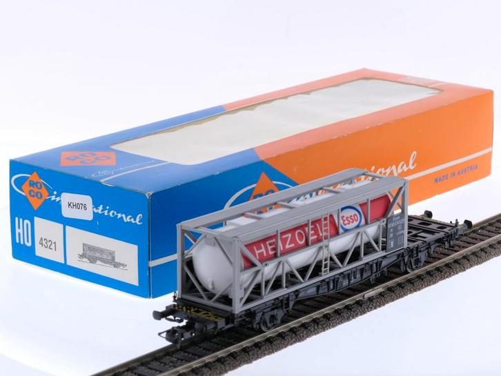 Schaal H0 Roco 4321 containerwagen Lgjs 598 Esso van de D..., Hobby en Vrije tijd, Modeltreinen | H0, Gelijkstroom, Analoog, Zo goed als nieuw