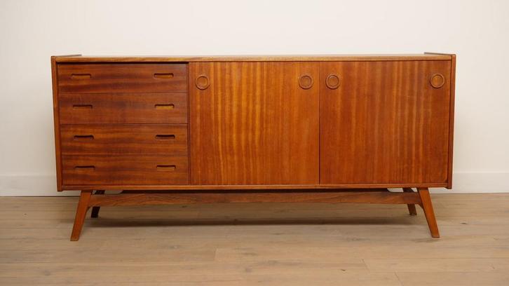 Vintage dressoir | Notenhout | 180 cm, Maison & Meubles, Armoires | Dressoirs, Enlèvement ou Envoi