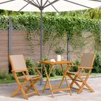 vidaXL 3-delige Bistroset stof en massief hout taupe, Tuin en Terras, Tuinsets en Loungesets, Verzenden, Nieuw