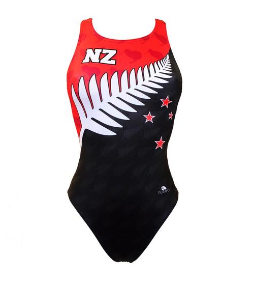 opruiming showmodel Turbo (SIZE M) Sportbadpak NZ Flag  M, Kleding | Dames, Badmode en Zwemkleding, Nieuw, Verzenden