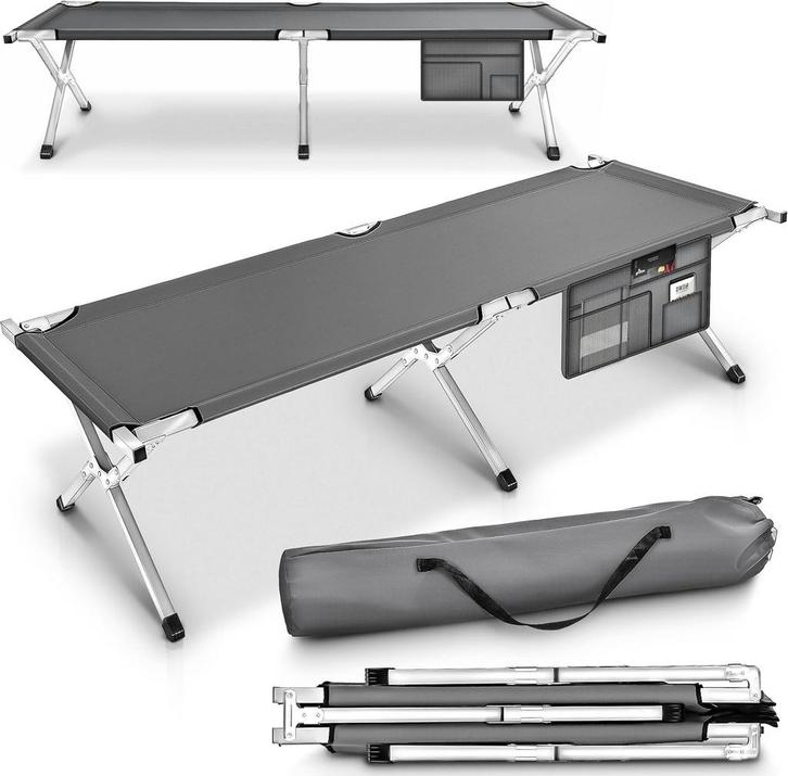 TRESKO® Campingbed - Veldbed - Ligbed - Kampeerbed - Grijs, Huis en Inrichting, Woonaccessoires | Overige, Verzenden
