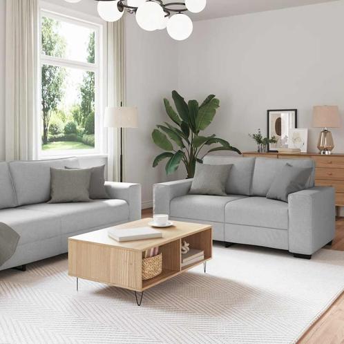 vidaXL 2-delige Loungeset met kussens stof wolk grijs, Huis en Inrichting, Zetels | Zetels, Nieuw, Verzenden