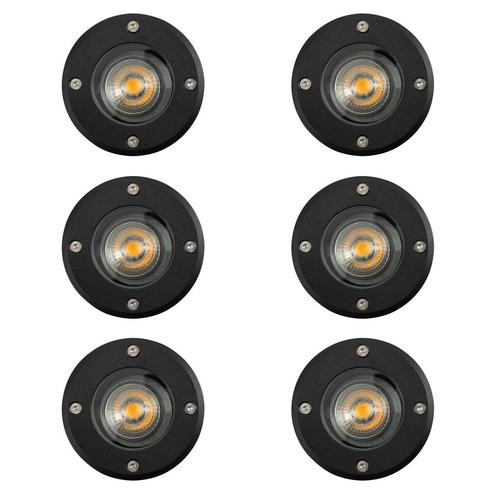 Grondspots Grondspot LED Ø11 Rond Zwart set (6-stuks), Tuin en Terras, Buitenverlichting, Verzenden