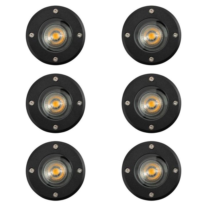 Grondspots Grondspot LED Ø11 Rond Zwart set (6-stuks), Tuin en Terras, Buitenverlichting, Verzenden