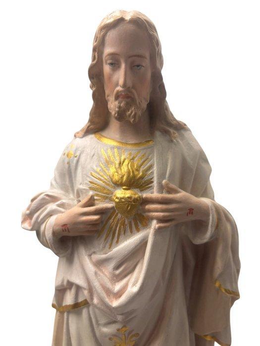Beeld - Heilige hart Jezus - 42 cm - Antiek - Gips -, Antiek en Kunst, Kunst | Niet-Westerse kunst