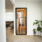 Stalen Binnendeur - Zwart - 4 Vlaks rond - Helder glas, Minder dan 80 cm, Binnendeur, Nieuw, Metaal