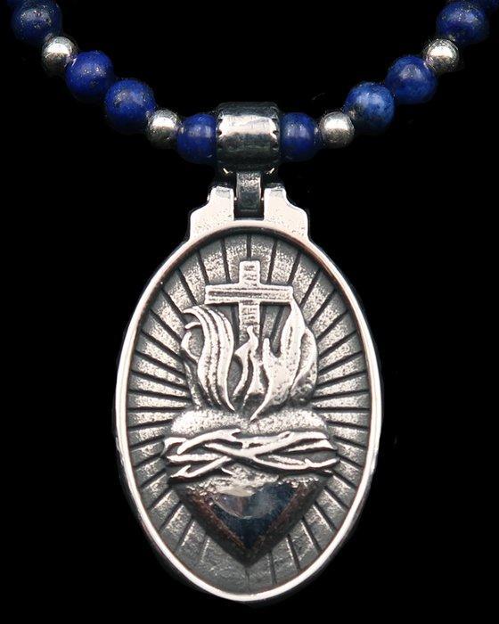 Lapis lazuli - Collier du Christ & du Sacré-Cœur :, Antiek en Kunst, Antiek | Boeken en Manuscripten