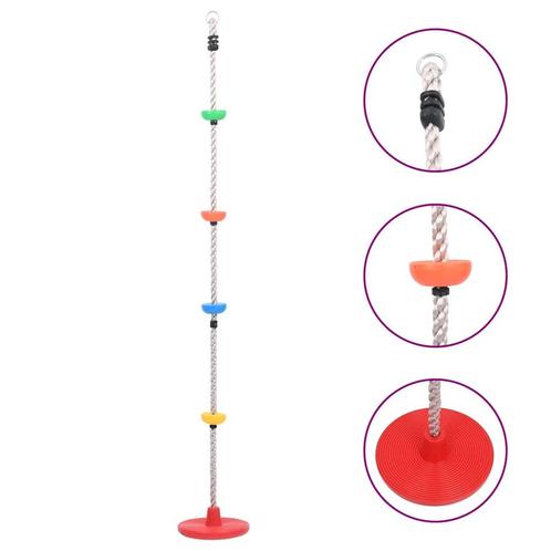 vidaXL Schommelklimtouw met plateaus en schijf 200 cm, Kinderen en Baby's, Speelgoed | Buiten | Speeltoestellen, Nieuw, Verzenden