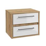 Wastafelkast Elano 60 x 45 cm Eiken met Wit Wastafelmeubel, Huis en Inrichting, Badkamer | Badkamermeubels, Verzenden, Nieuw