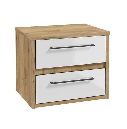 Wastafelkast Elano 60 x 45 cm Eiken met Wit Wastafelmeubel, Huis en Inrichting, Badkamer | Badkamermeubels, Nieuw, Verzenden