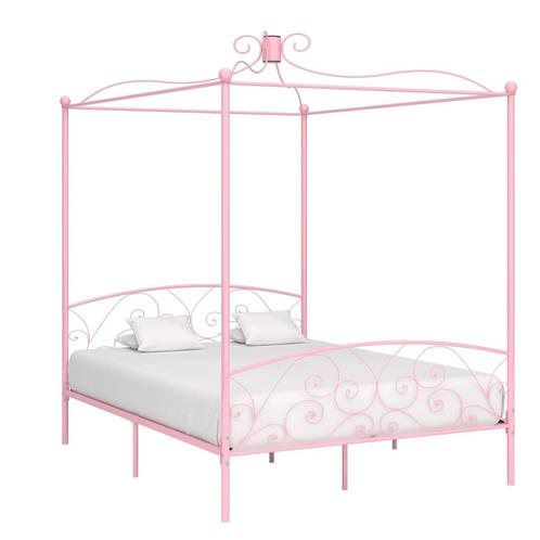 vidaXL Cadre de lit à baldaquin rose métal 180x200 cm, Huis en Inrichting, Slaapkamer | Bedden, Verzenden