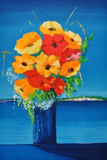 Serge Fenech (1951) - Bouquet fleuri face à la mer beschikbaar voor biedingen