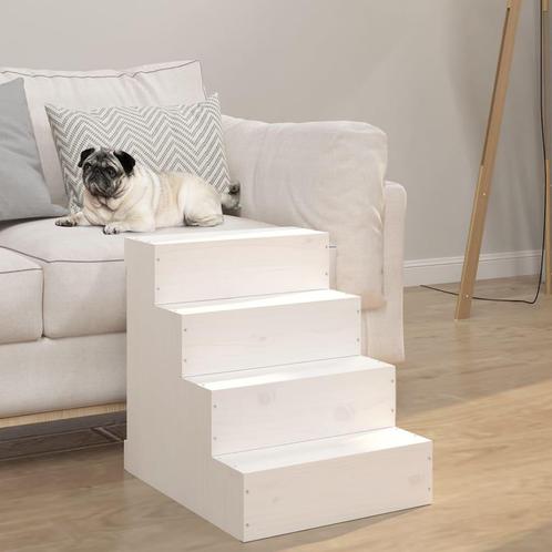 vidaXL Huisdierentrap 40x49x47 cm massief grenenhout wit, Dieren en Toebehoren, Overige Dieren-accessoires, Nieuw, Verzenden