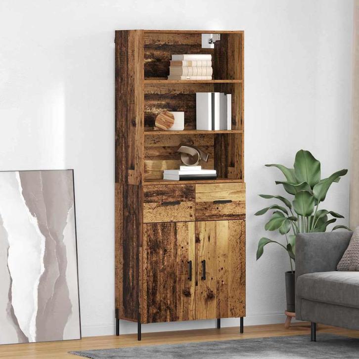 vidaXL Highboard met lade Oud Hout 69,5 x 32,5 x 180 cm, Huis en Inrichting, Kasten | Dressoirs, Nieuw, Verzenden