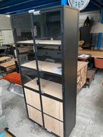 Metallo vitrine smal, metaal + hout (nieuw, A-keuze)