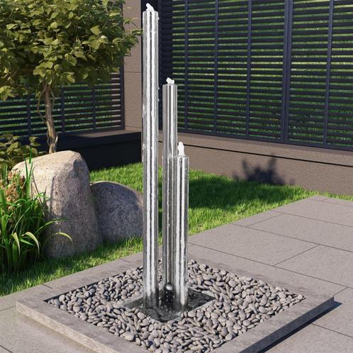 vidaXL Fontaine de jardin Argenté 48x34x153 cm Acier, Jardin & Terrasse, Pièces d'eau & Fontaines, Neuf, Envoi