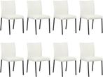 Set van 8 Gebroken witte leren moderne eetkamerstoelen -, Huis en Inrichting, Stoelen, Nieuw, Vijf, Zes of meer stoelen, Modern
