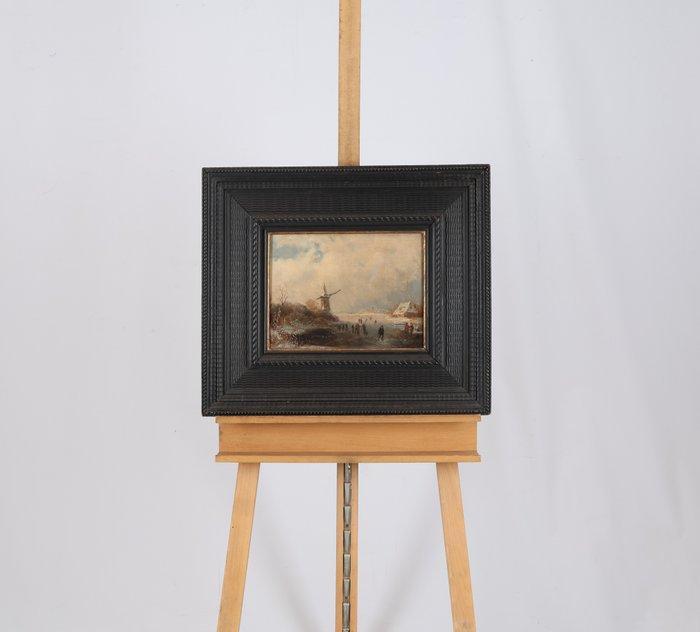 Nederlandse school (XIX) - IJsgezicht met molen, Antiek en Kunst, Kunst | Schilderijen | Klassiek