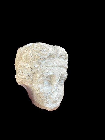 Romain antique Marbre Tête de Jeune avec Diadème. Licence, Verzamelen, Mineralen en Fossielen