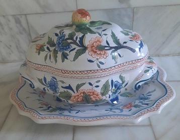 Faïence Rouen - soepterrine en fruitschaal - Tureen (2) -