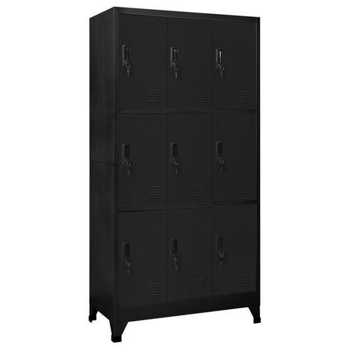 vidaXL Lockerkast 90x45x180 cm staal zwart, Huis en Inrichting, Kasten | Overige, Nieuw, Verzenden