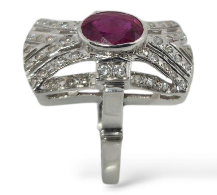 Ring - 14 karaat Witgoud, 14K witgouden ring & 0,50ct, Bijoux, Sacs & Beauté, Bagues