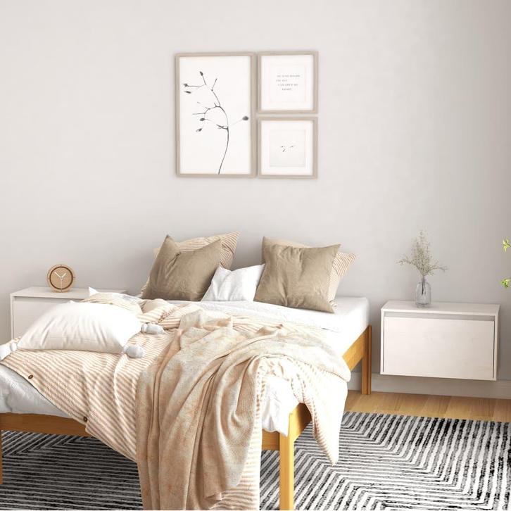 vidaXL Wandkasten 2 st 60x30x35 cm massief grenenhout wit, Huis en Inrichting, Kasten | Wandmeubels, Nieuw, Verzenden